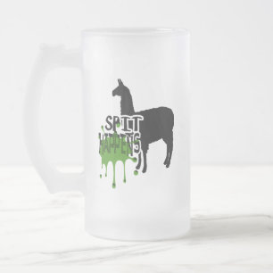Funny Llama Meme Spit Happens Frosted Glass Beer Mug