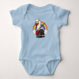 Funny Llama Ninja Alpaca Animal Samurai Baby Bodysuit