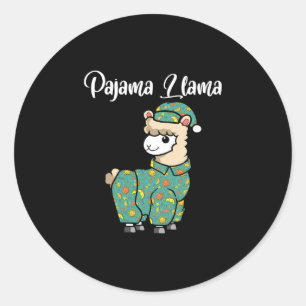 Funny llama pajama llama bed time pyjama alpaca classic round sticker