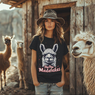 Funny Llama “Pew Pew Madafakas”,Cute Vintage Meme T-Shirt