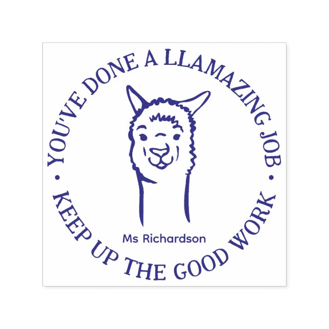 Funny Llama Pun Amazing Job Teacher Praise Self-inking Stamp (Design)