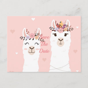Funny Llama Save The Date Postcard