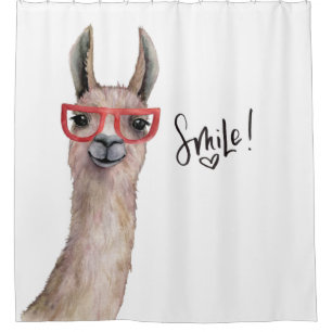Funny Llama Smile Inspirational Shower Curtain