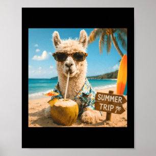 Funny Llama Summer Trip Beach Cruise Vacation Poster