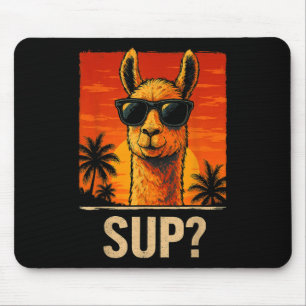 Funny Llama Sup Meme Sunset Beach Cool Animal Men Mouse Mat