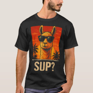 Funny Llama Sup Meme Sunset Beach Cool Animal Men T-Shirt