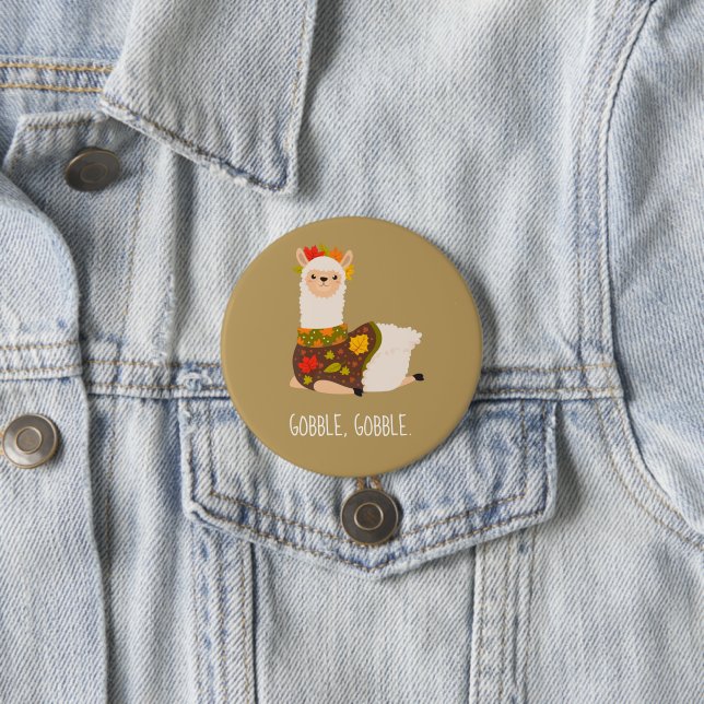 Funny Llama Turkey Thanksgiving  7.5 Cm Round Badge (In Situ)