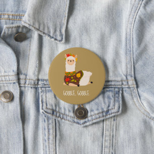 Funny Llama Turkey Thanksgiving  7.5 Cm Round Badge