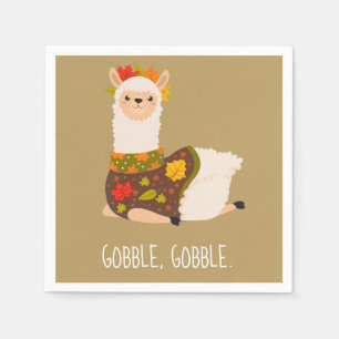 Funny Llama Turkey Thanksgiving Napkin