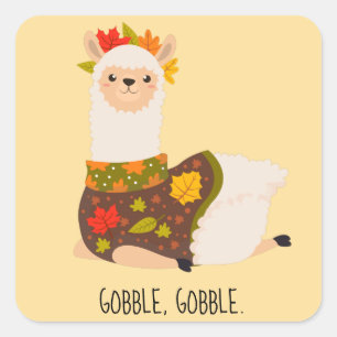 Funny Llama Turkey Thanksgiving Square Sticker