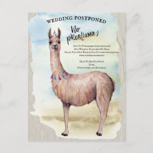 Funny Llama Wedding Postponed Date Change Postcard