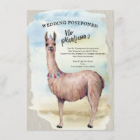 Funny Llama Wedding Postponed Date Watercolor