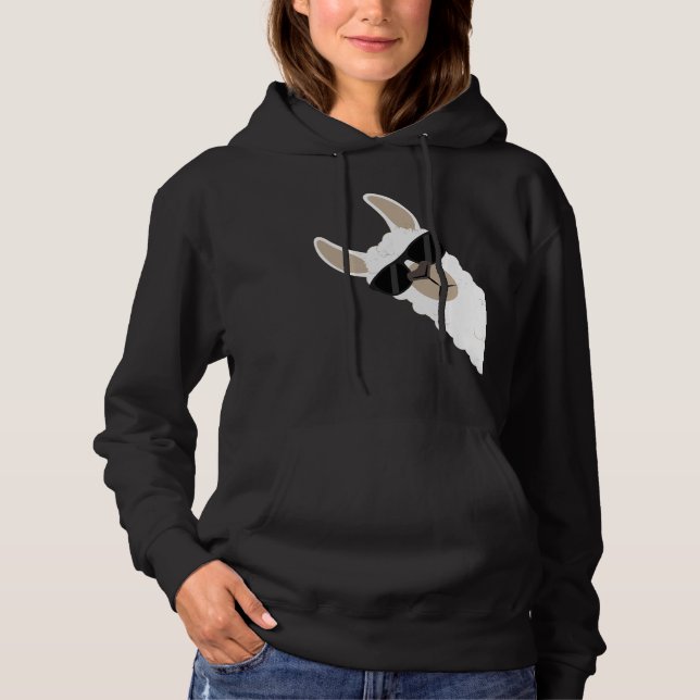 Funny Llama with sunglasses cool alpaca Hoodie (Front)
