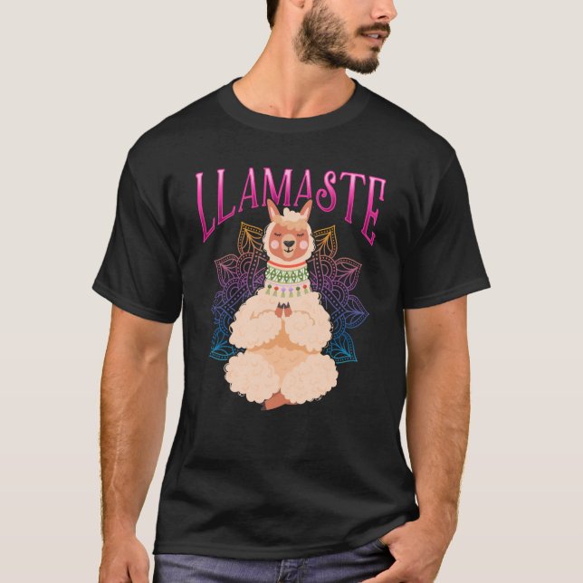 Funny Llama Yoga Relaxing Meditation Animal T-Shirt (Front)