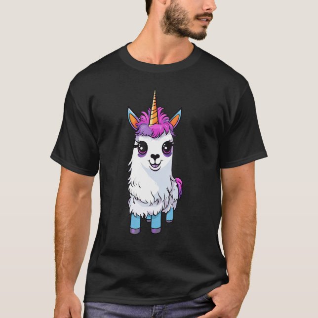 Funny Llamacorn Llama Unicorn Mix Magic T-Shirt (Front)