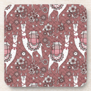 Funny Llamas Pattern Coaster
