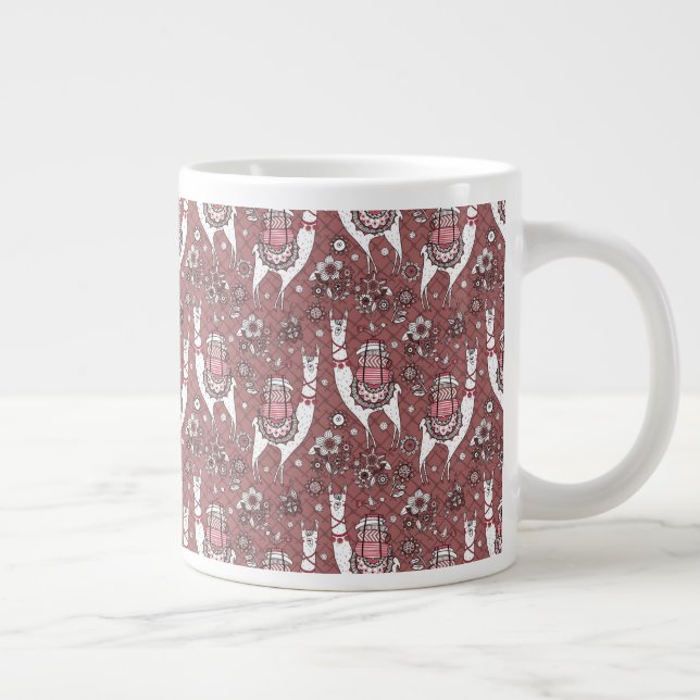 Funny Llamas Pattern Large Coffee Mug (Right)