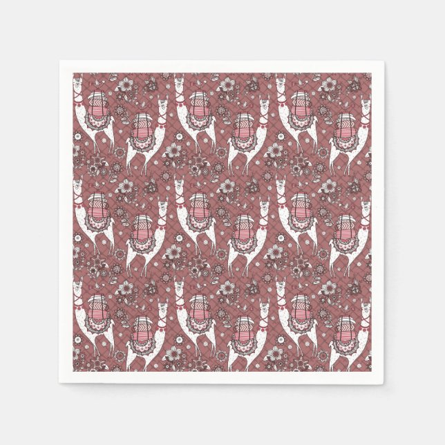 Funny Llamas Pattern Napkin (Front)