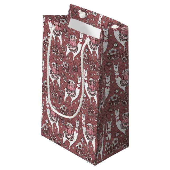 Funny Llamas Pattern Small Gift Bag (Front Angled)