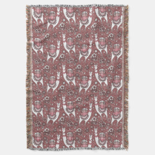 Funny Llamas Pattern Throw Blanket