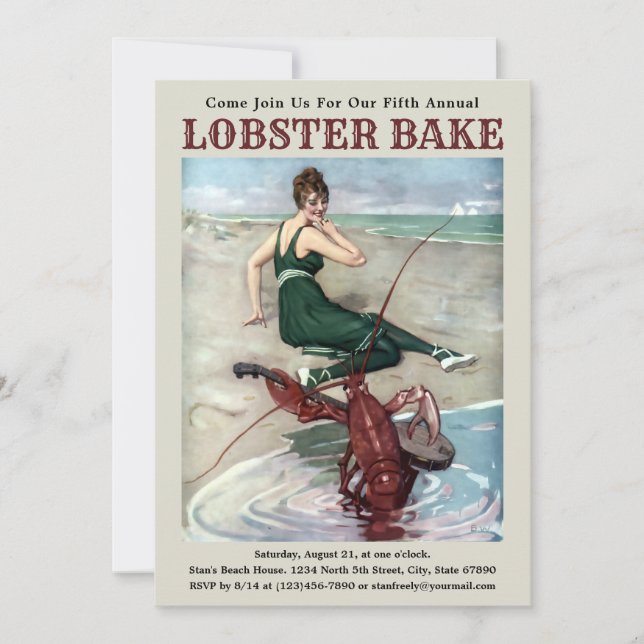 Funny Lobster Bake Invitation Template (Front)