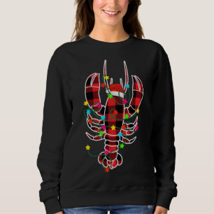 Funny Lobster Christmas Tree Red Plaid Xmas Animal Sweatshirt