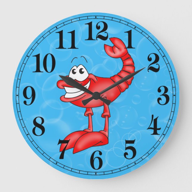 Funny Lobster Fish Wall Clock (Front)