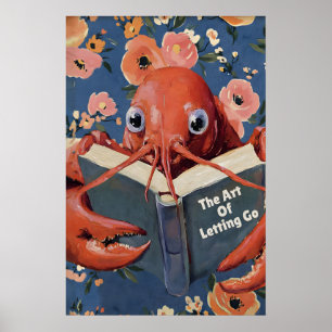 Funny Lobster Reading Art Print Quirky Kitchen