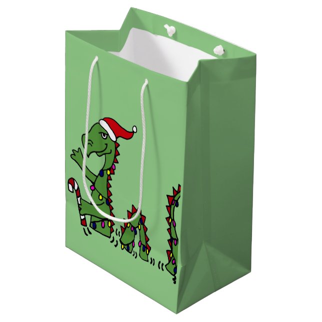 Funny Loch Ness Monster Christmas Gift Bag (Front Angled)