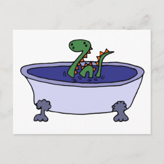 Funny Loch Ness Monster in Bathtub Postcard