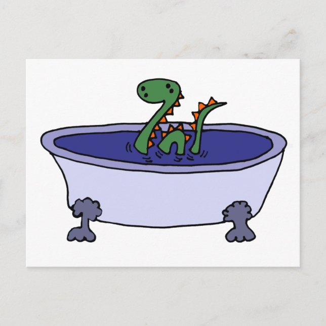 Funny Loch Ness Monster in Bathtub Postcard (Front)