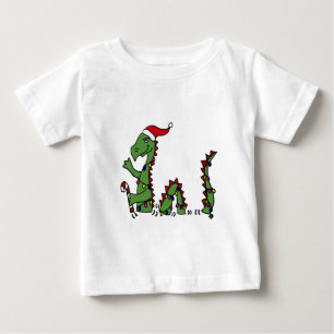 Funny Loch Ness Monster in Santa Hat Christmas Baby T-Shirt