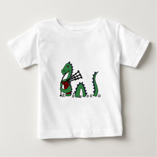 Funny Loch Ness Monster Playing Bagpipes Baby T-Shirt