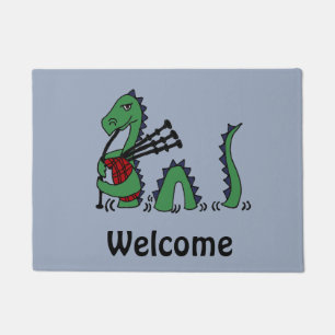 Funny Loch Ness Monster Playing Bagpipes Doormat