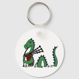 Funny Loch Ness Monster Playing Bagpipes Key Ring