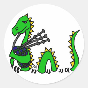 Funny Loch Ness Monster Playing Bagpipes Sticker