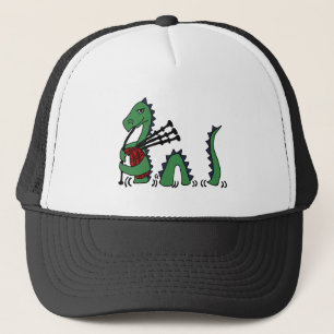 Funny Loch Ness Monster Playing Bagpipes Trucker Hat