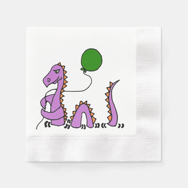 Funny Loch Ness Monster with Balloon Napkin (Front)