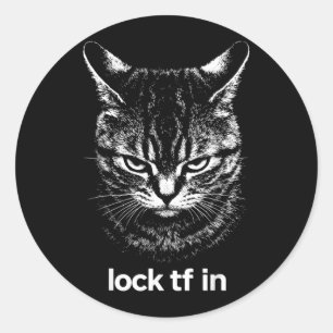 Funny Lock TF in Cat Graphic Motivational Retro Classic Round Sticker