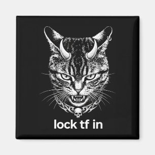 Funny lock tf in cat graphic motivational retro magnet
