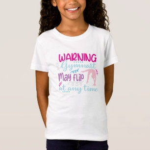 Funny logo gymnast girl pink blue might flip cute T-Shirt