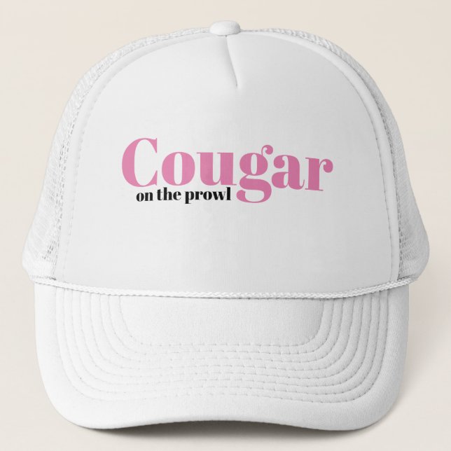 Funny LOL novelty baseball COUGAR ON THE PROWL Trucker Hat (Front)