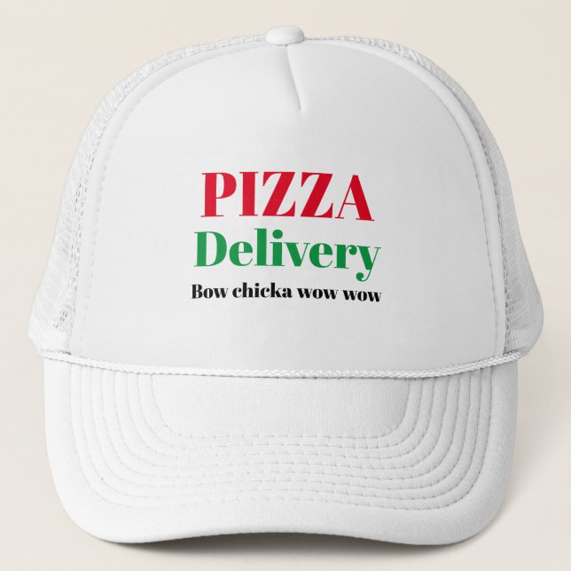 Funny lol Novelty Baseball PIZZA DELIVERY bow chic Trucker Hat (Front)