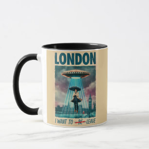 Funny London Alien Abduction Retro Sci-Fi Poster Mug