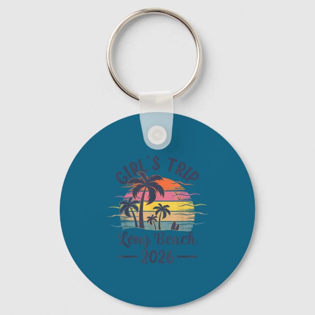 Funny Long Beach Ca Trip Vintage Key Ring (Front)