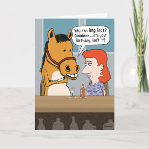 Funny Long Face Horse Birthday Card