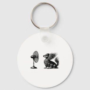 Funny Long Haired Dachshund Dog With Fan Doxie Wie Key Ring
