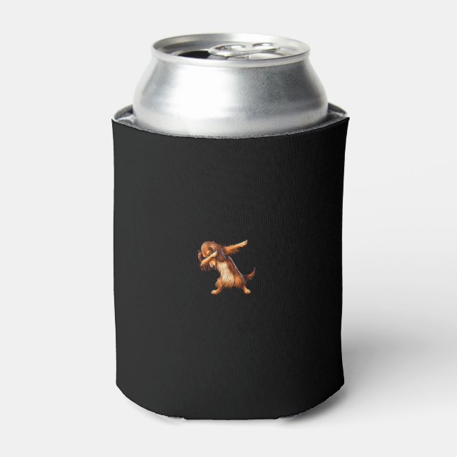 Funny Long Haired Dachshund Doxie Dabbing Dog Men  Can Cooler (Can Front)