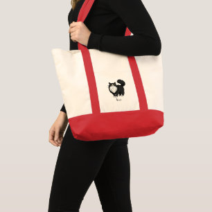 Funny Long Haired Tuxedo Cat Personalised Tote Bag