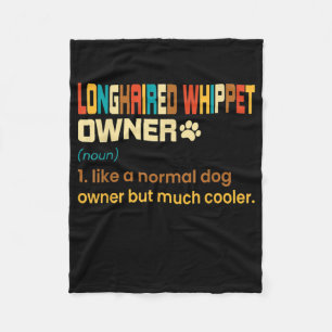 Funny Longhaired Whippet Vintage Retro Dog Mum Dad Fleece Blanket